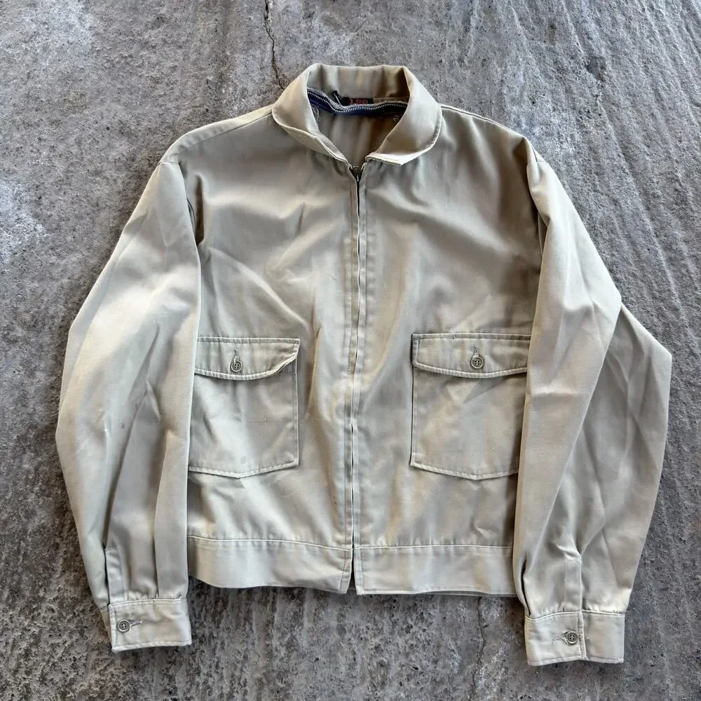 Vintage 60s Lee Chetopa Work Jacket Workwear Work Size 44 Tan Mechanic Talon